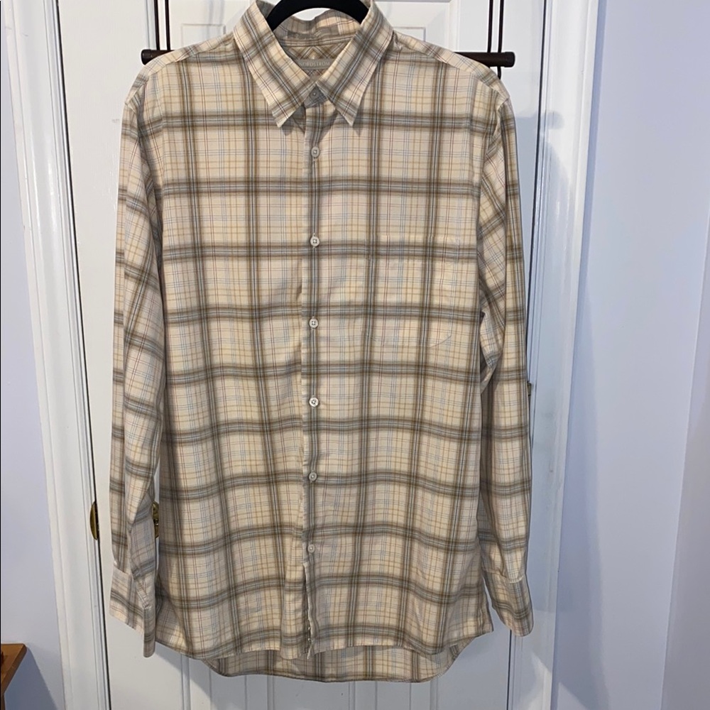 Nordstrom Smartcare Wrinkle free 100% cotton button down long sleeve shirt, sz L
